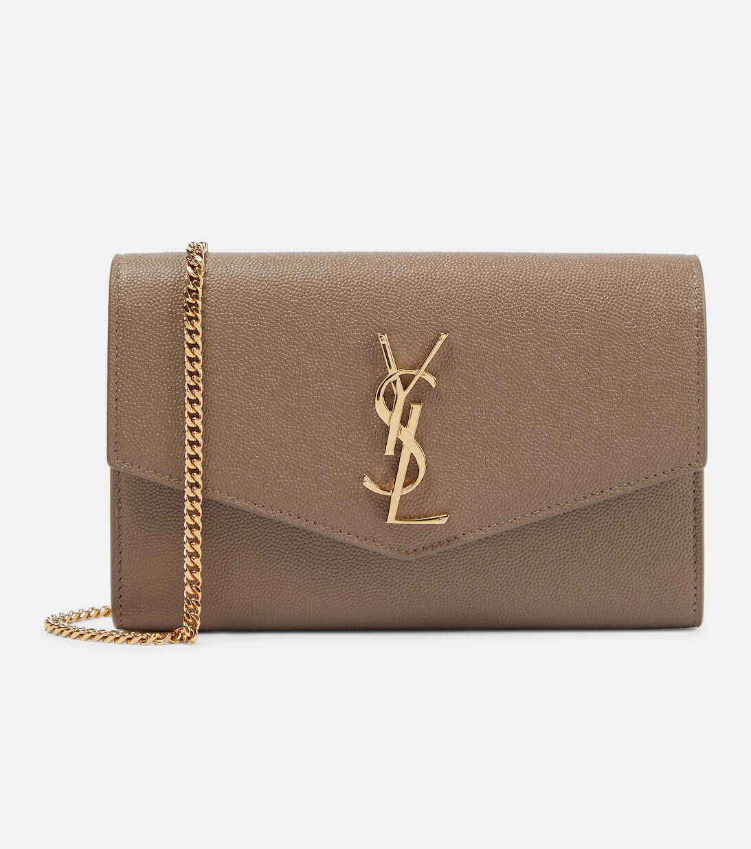 

Маленький кожаный клатч Uptown Saint Laurent, бежевый