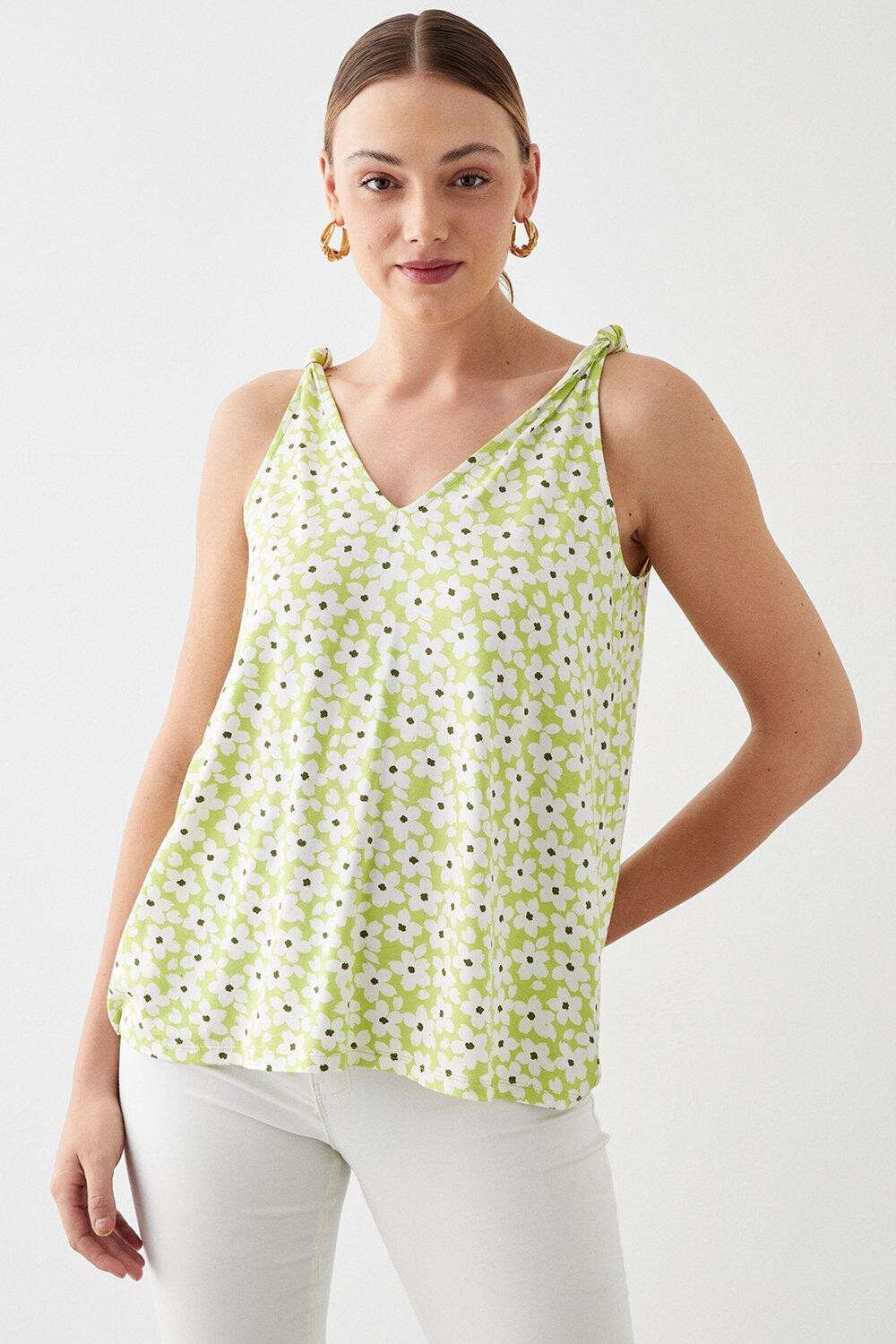 

Майка с цветочным узлом Dorothy Perkins, зеленый
