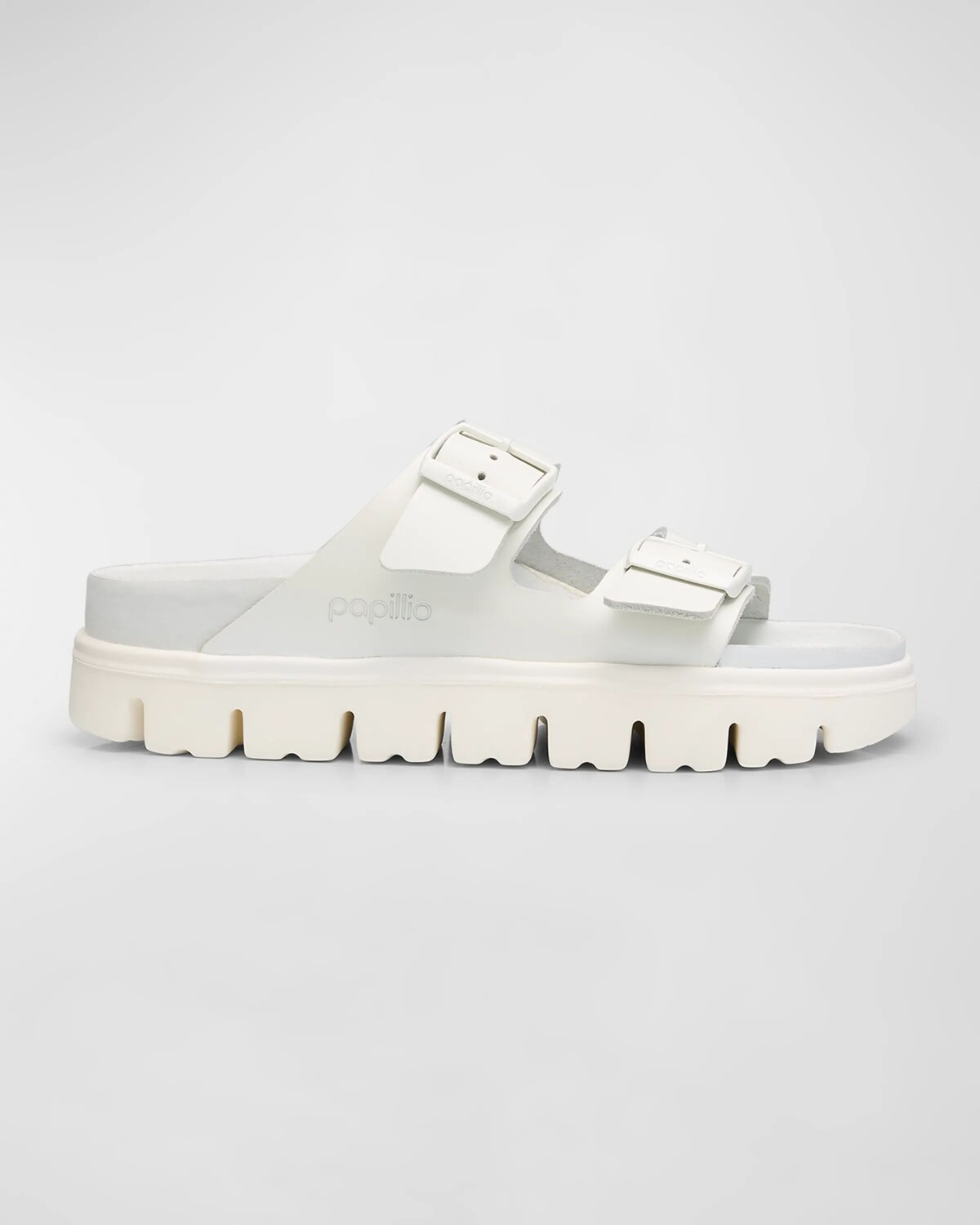 

Изысканные кожаные сандалии на платформе Arizona с двумя пряжками BIRKENSTOCK, цвет White