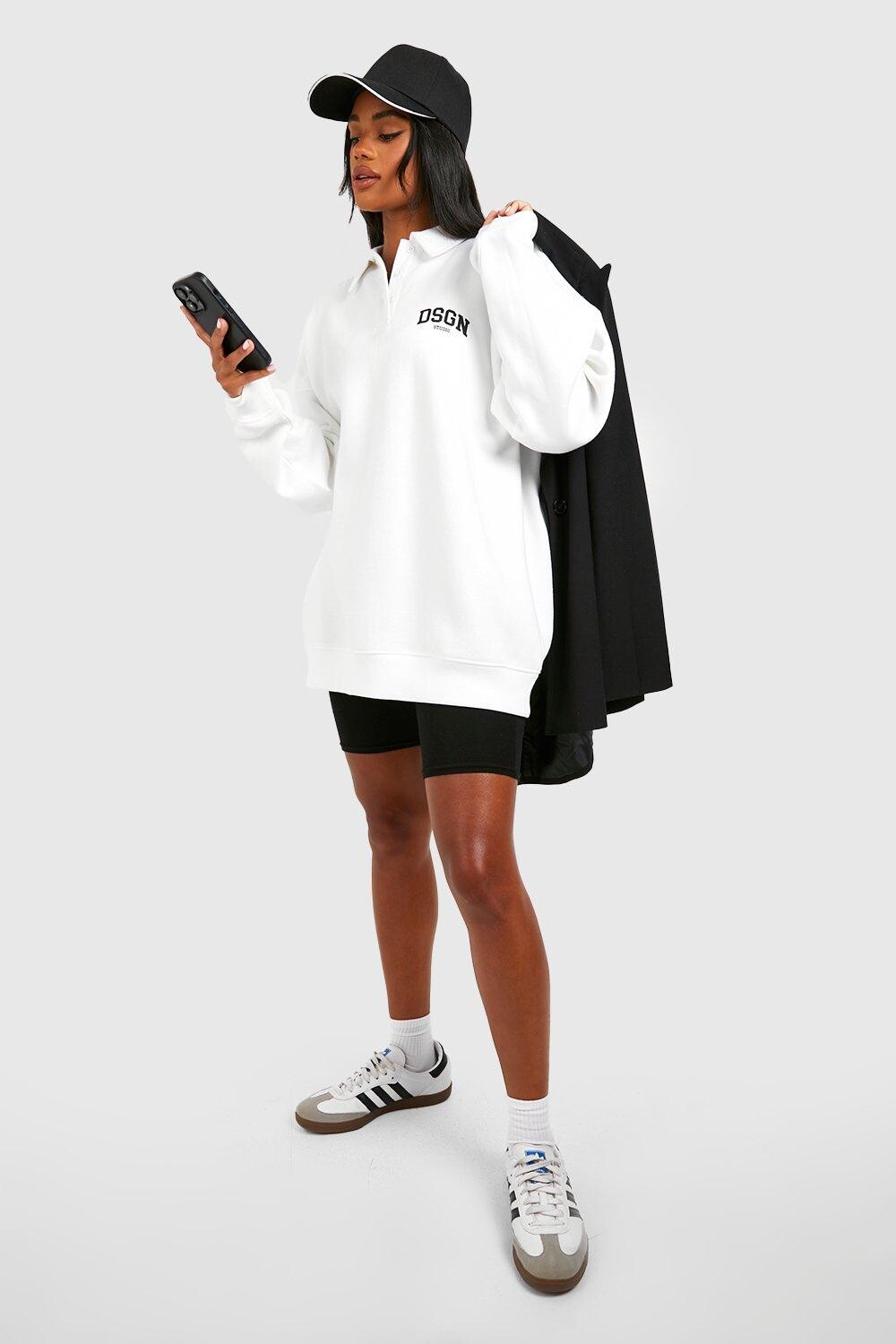 

Свитшот оверсайз с воротником dsgn studio Boohoo, экру