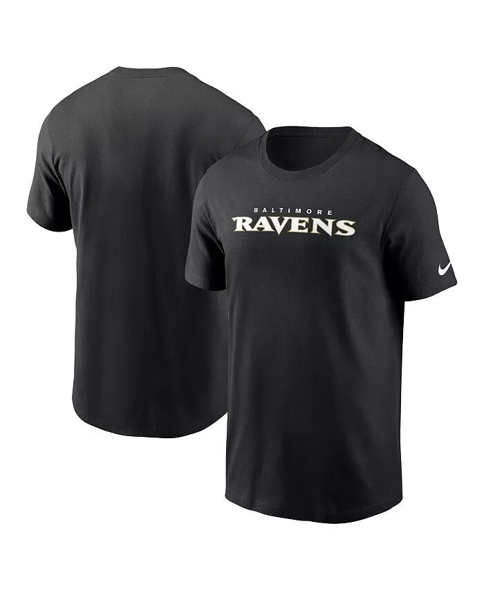 

Мужская черная футболка Baltimore Ravens Primetime Wordmark Essential Nike, черный