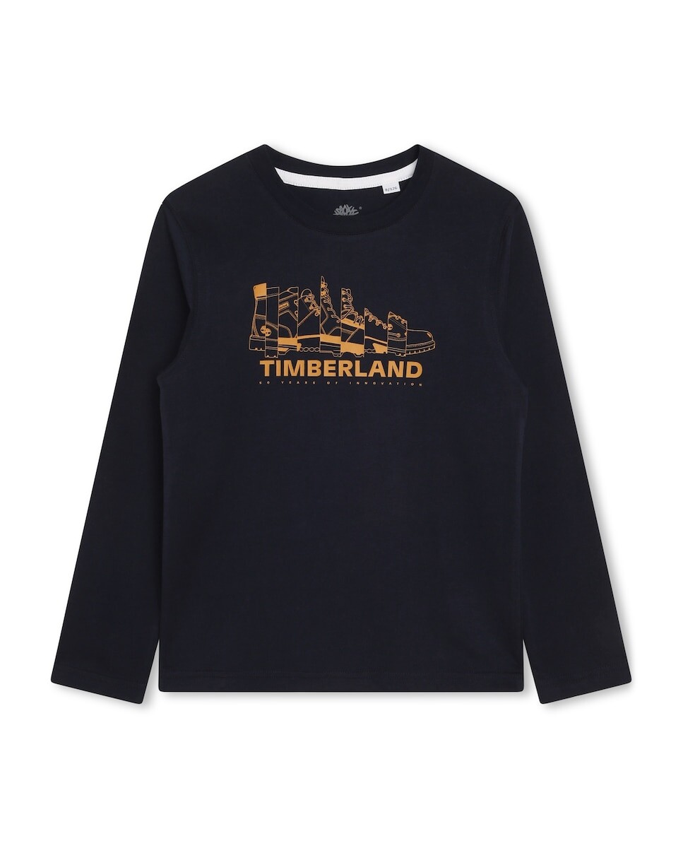 

Футболка для мальчика с длинными рукавами и рисунком спереди Timberland, темно-синий