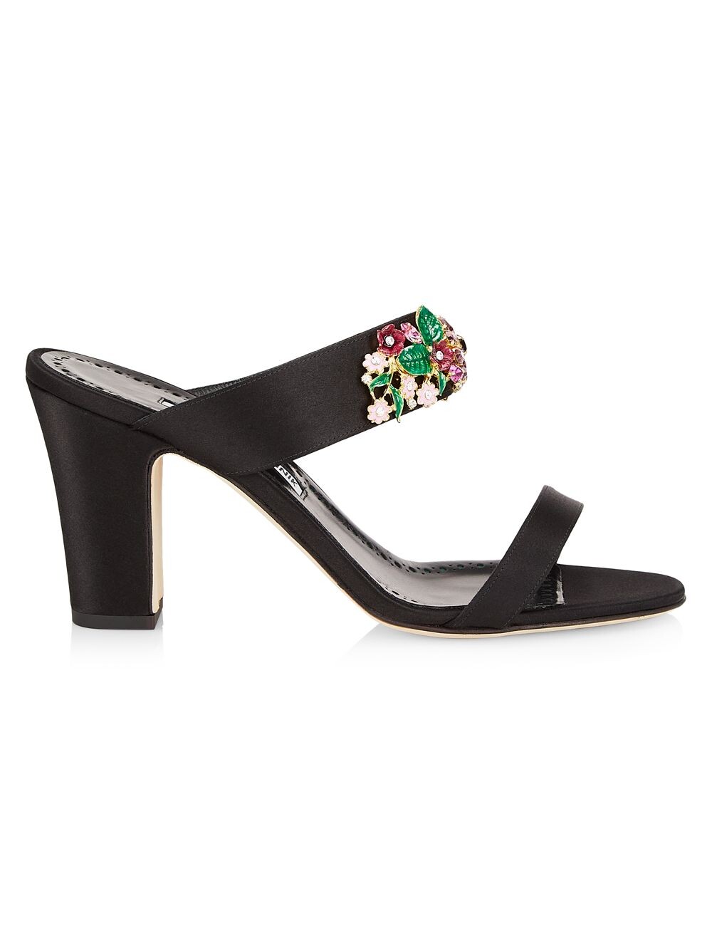 

Украшенные атласные туфли без задника Sayani 90 мм Manolo Blahnik, черный