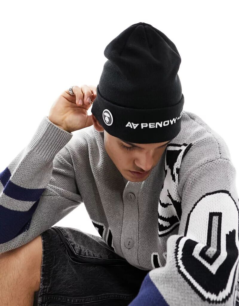 

Черная вязаная шапка AAPE By A Bathing Ape