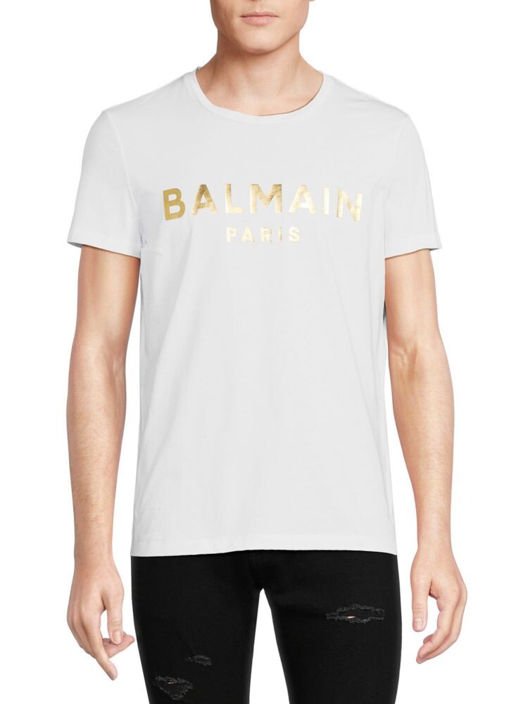 

Футболка с круглым вырезом и логотипом Balmain, цвет White Gold