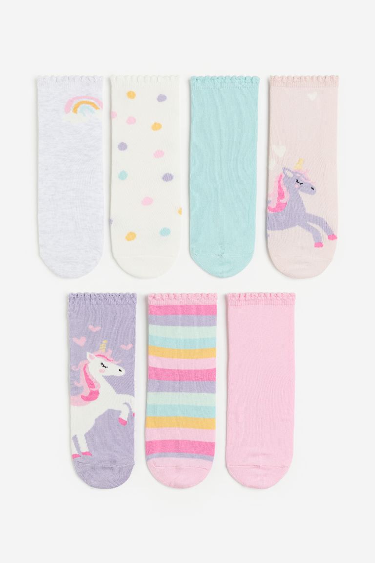 7 упаковок носков H&M, розовый