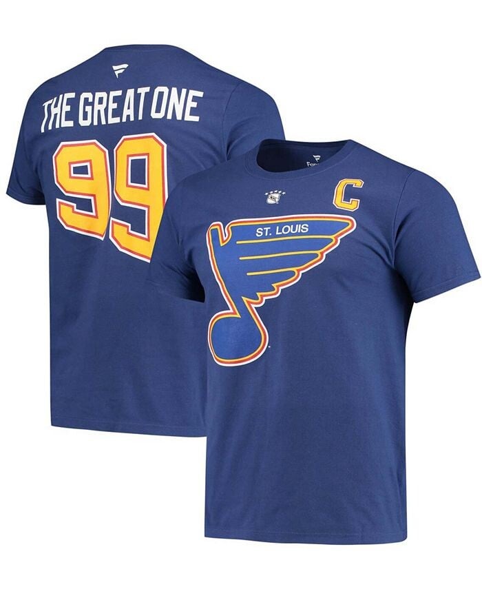 

Мужская синяя футболка с именем и номером игрока Wayne Gretzky St. Louis Blues Authentic Stack Fanatics, синий