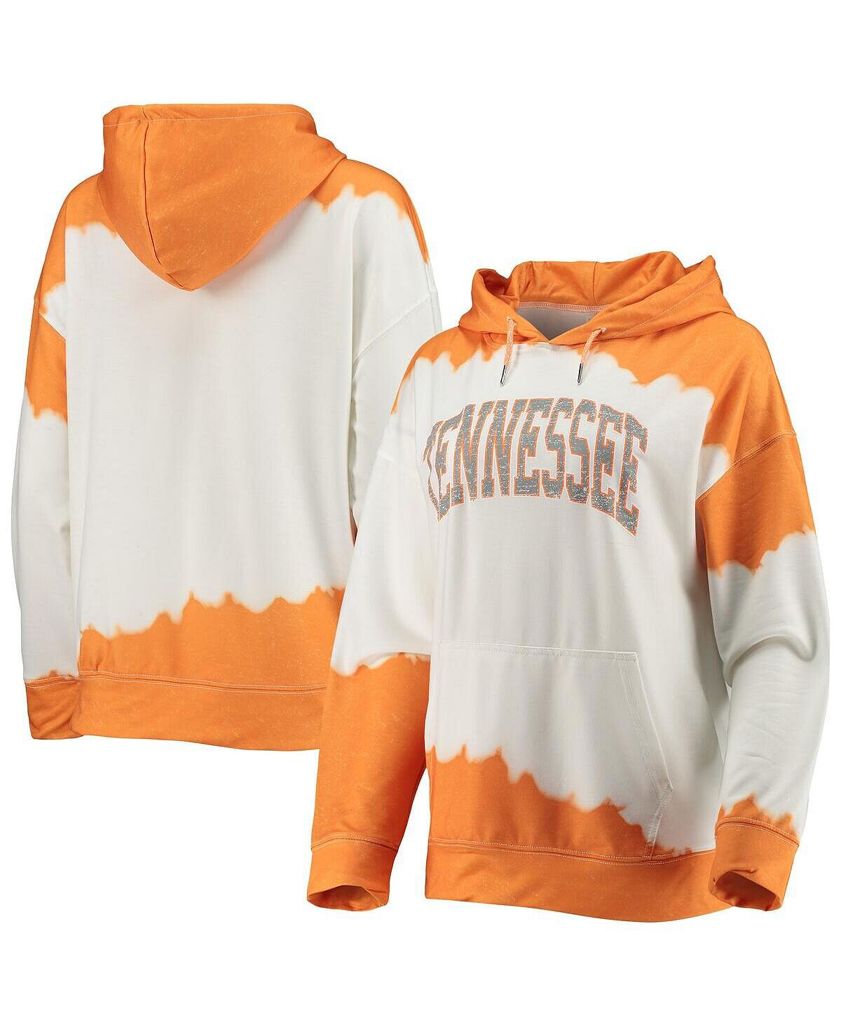 

Женская белая, оранжевая толстовка с капюшоном Tennessee Volunteers For the Fun, окрашенная двойным погружением Gameday Couture
