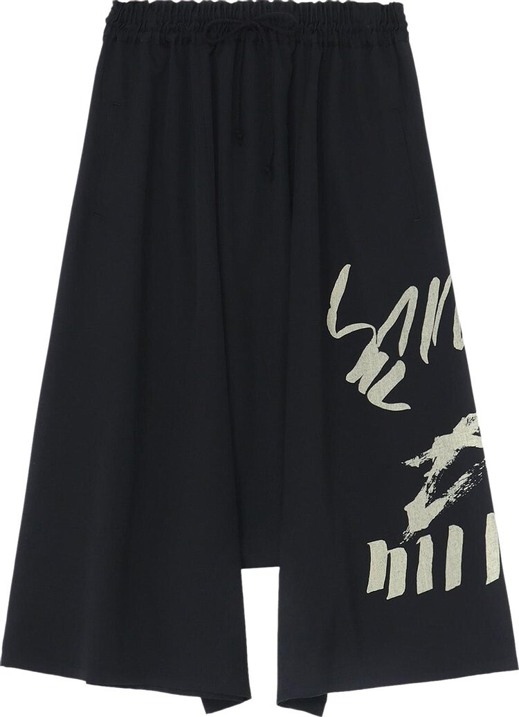 

Брюки Y's Wool Gabardine Test-Drawing Printed Gathered 'Black', черный