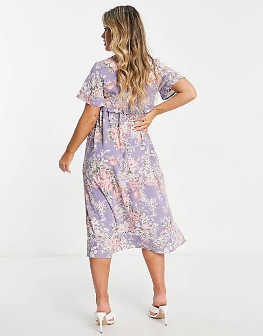 

Сиреневое платье миди с рюшами на талии Missguided Maternity