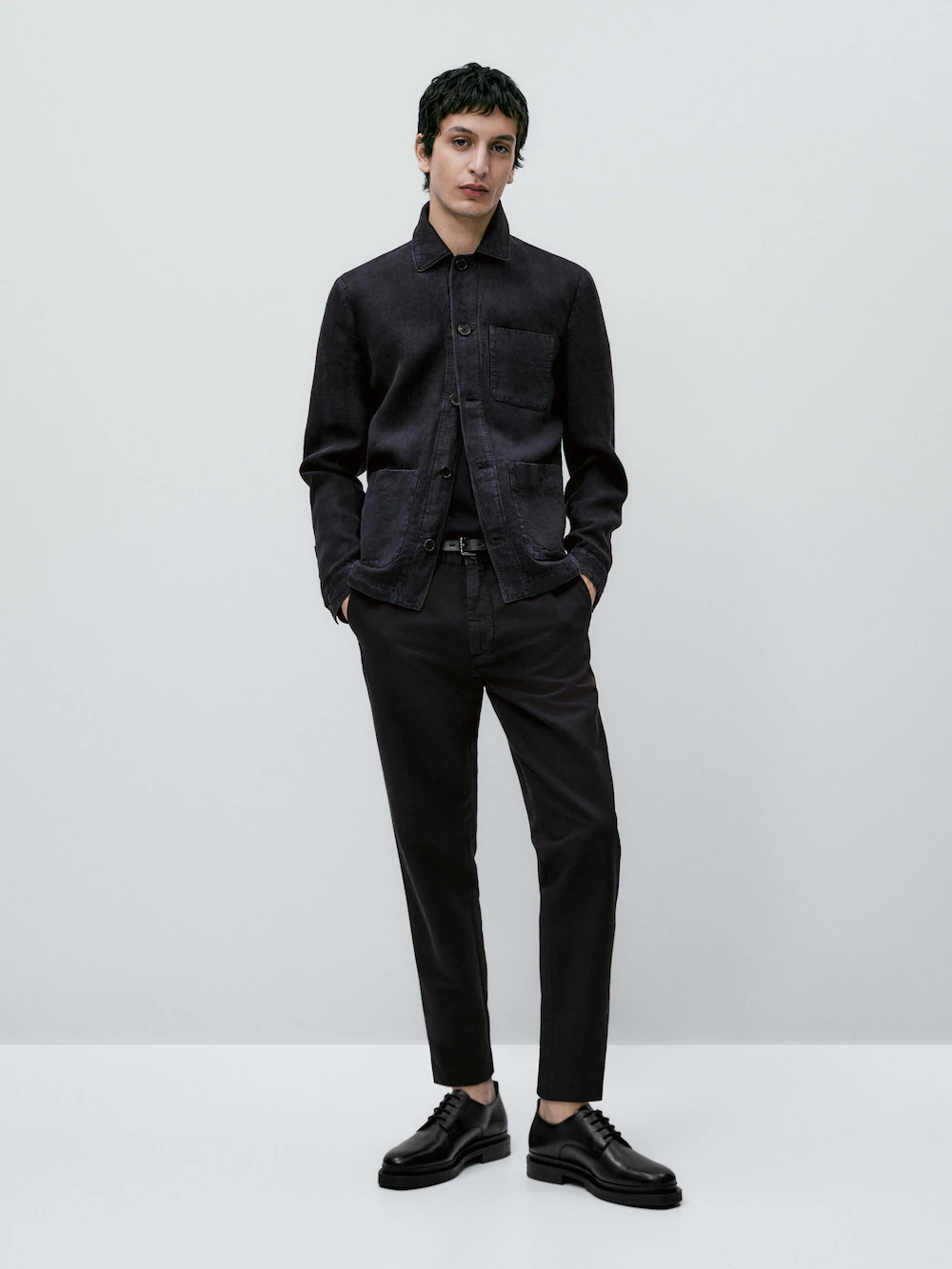 

Зауженные чиносы из смешанного льна Massimo Dutti, синий