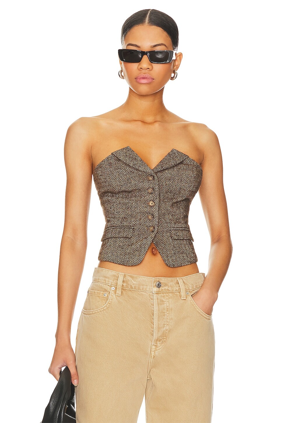 

Топ Steve Madden Adare Bustier, цвет Brown Herringbone