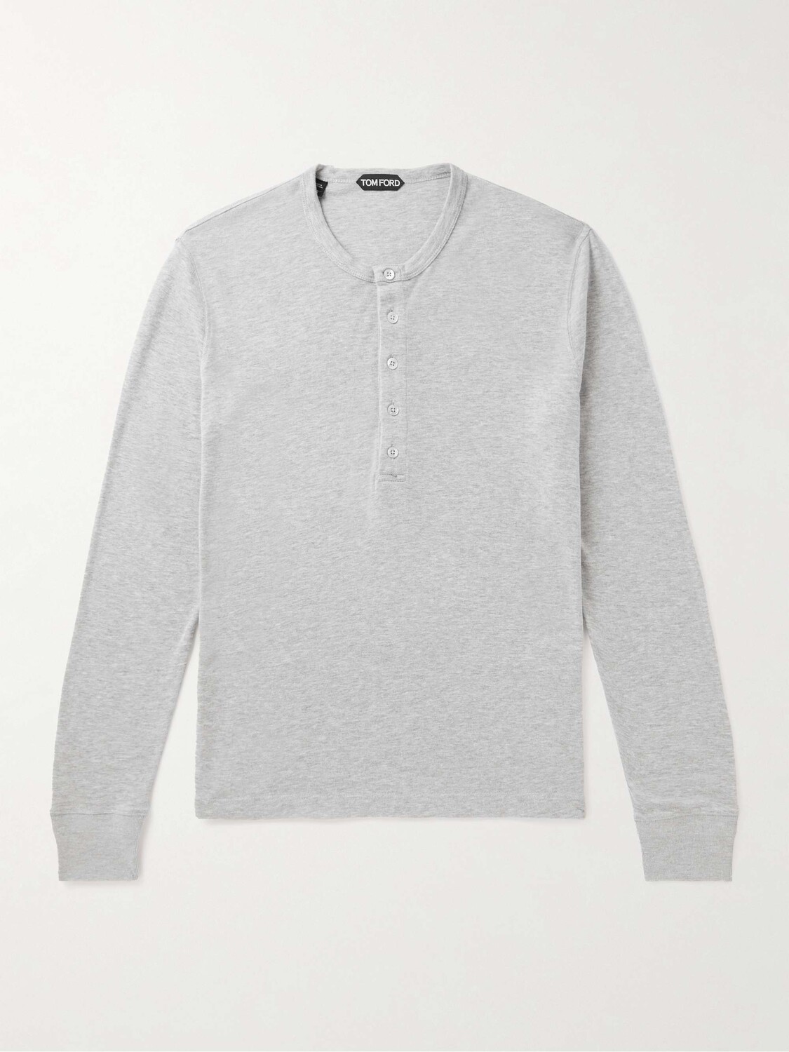 

Футболка Henley из смеси начесного хлопка и модала TOM FORD, серый