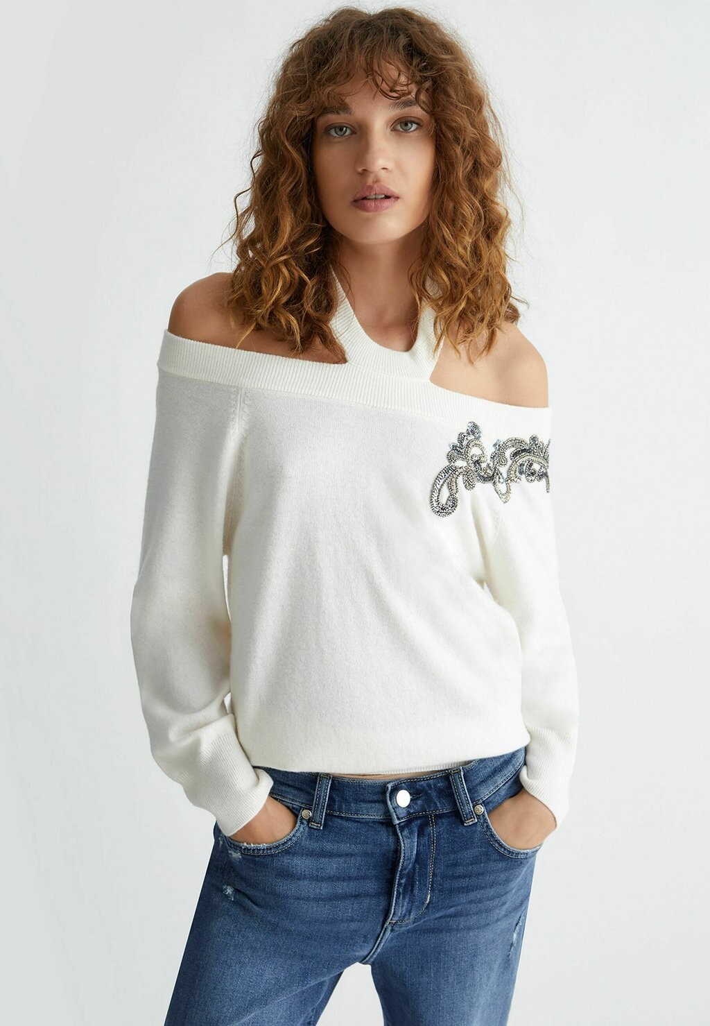

Свитшот LIU JO ЭКОЛОГИЧНО С ВЫШИВКОЙ, цвет white wool
