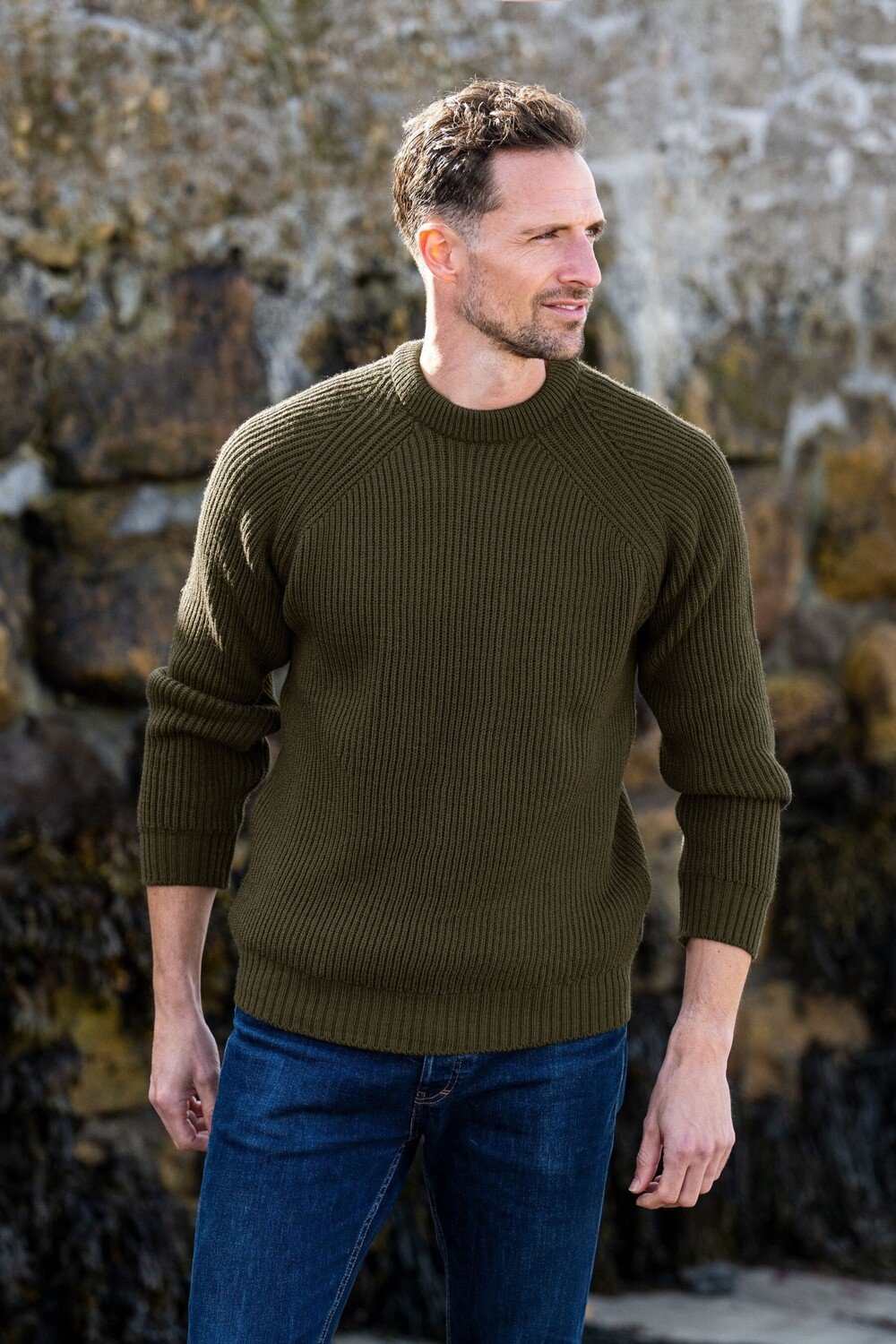 

Зеленый мужской свитер в рубчик Fisherman's Celtic & Co. , зеленый