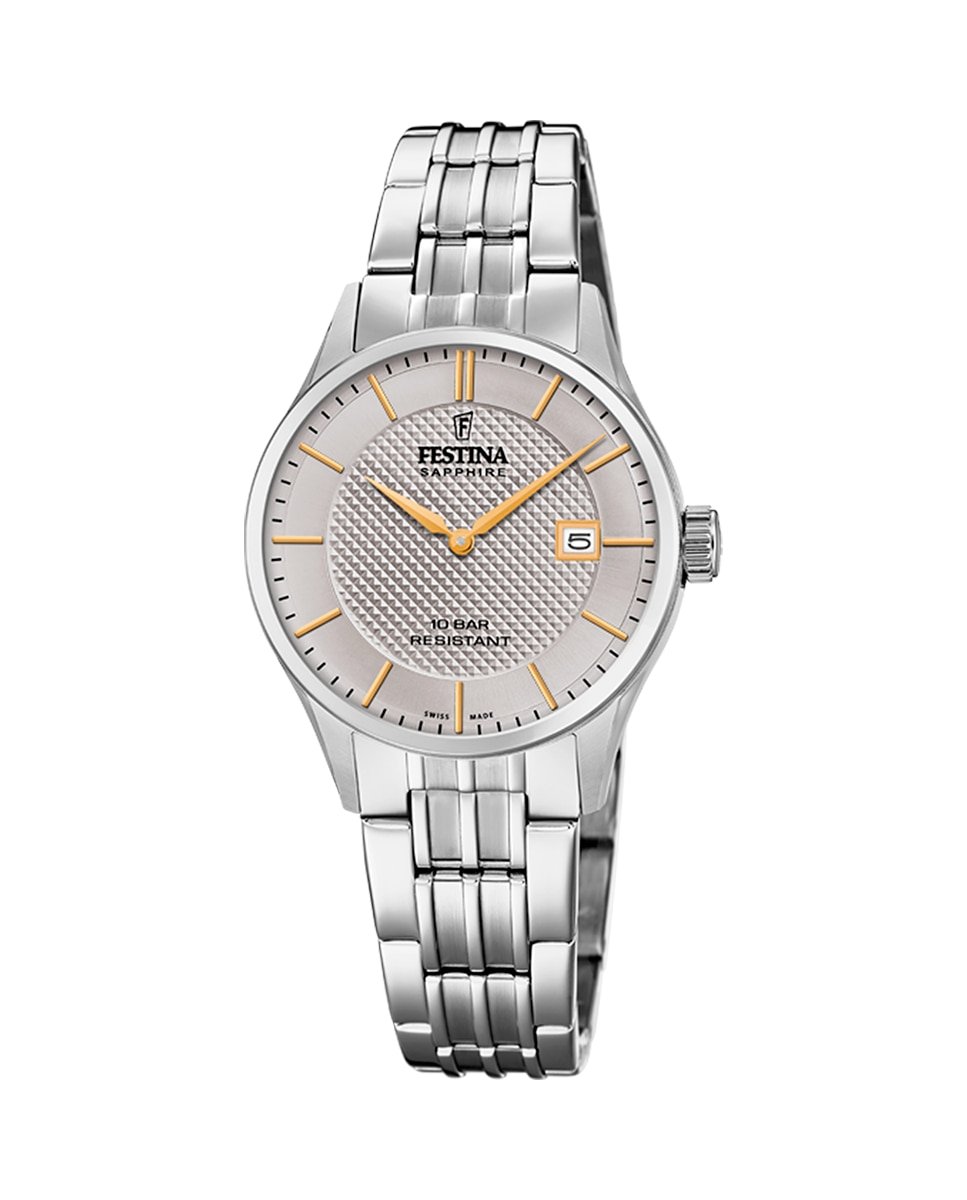 

Женские часы F20006/2 Swiss Made из серебристой стали Festina, серебро