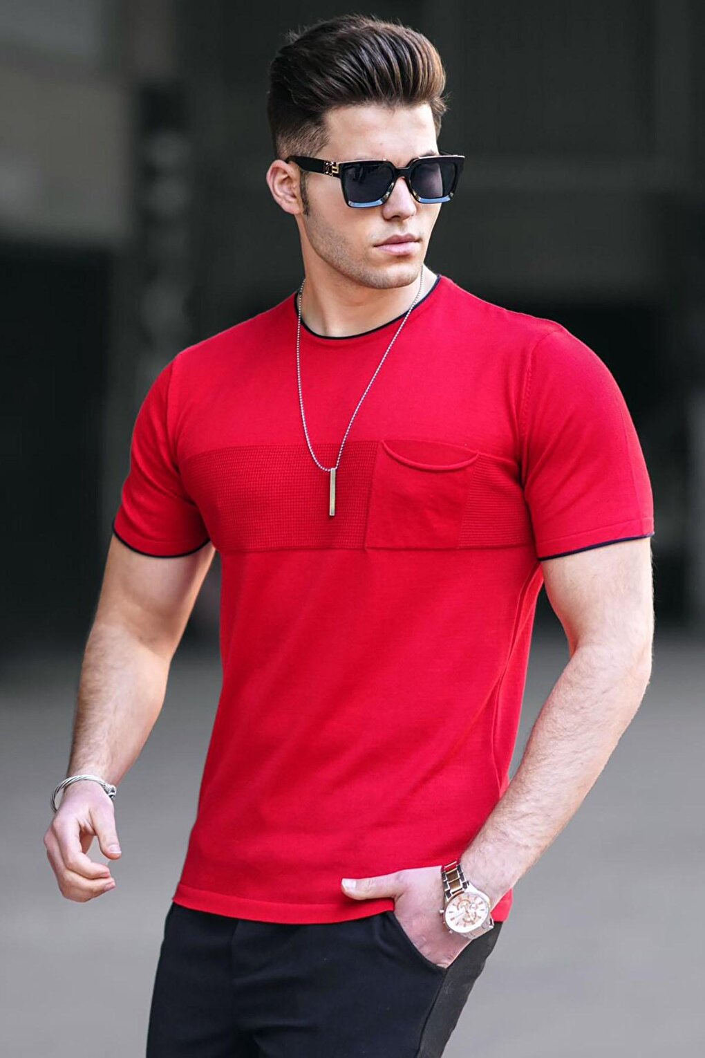 Красная мужская футболка 5089 MADMEXT