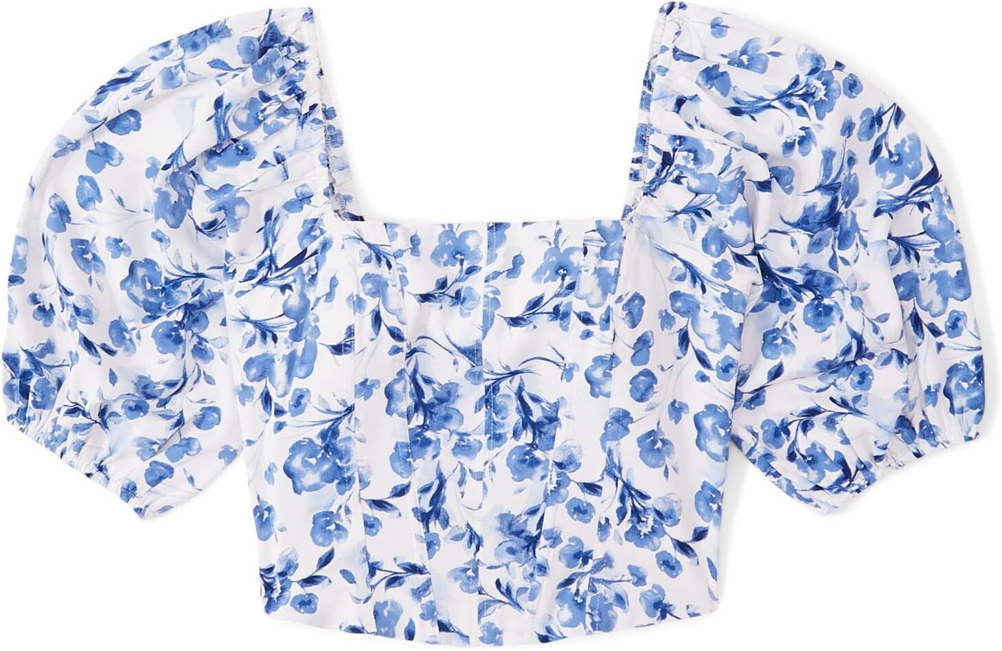 

Корсетный топ с пышными рукавами Abercrombie & Fitch, цвет Blue Floral
