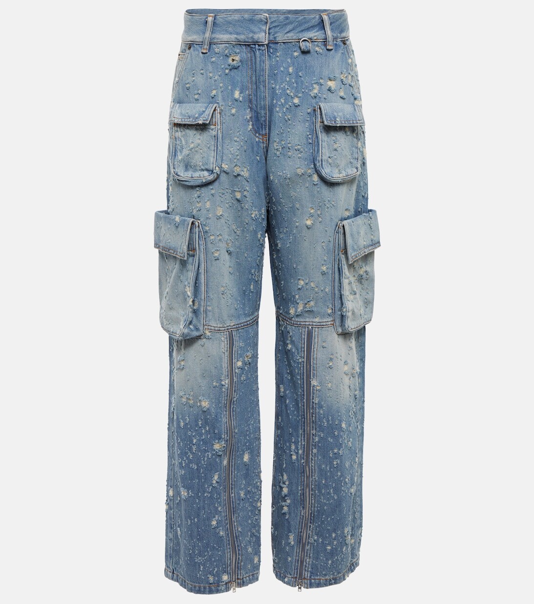 

Джинсовые брюки карго с эффектом потертости ACNE STUDIOS, синий