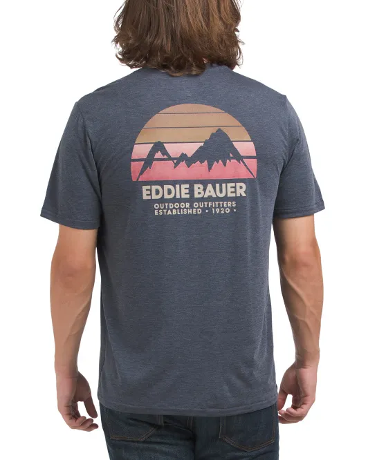 

Футболка с графическим логотипом Mountain Script Eddie Bauer, цвет Blue Night