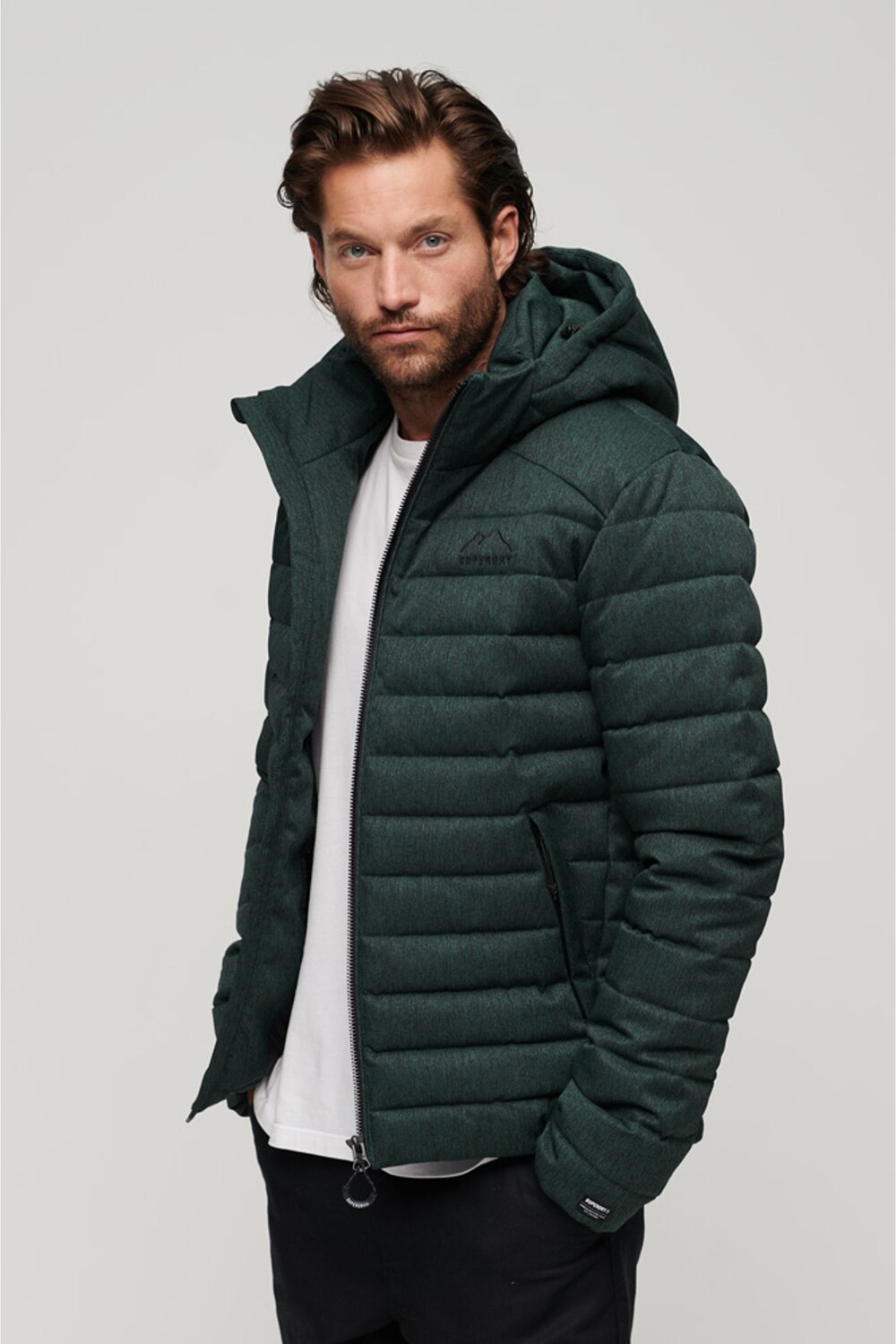 

Куртка Fuji с узором в ёлочку и капюшоном Superdry, зеленый