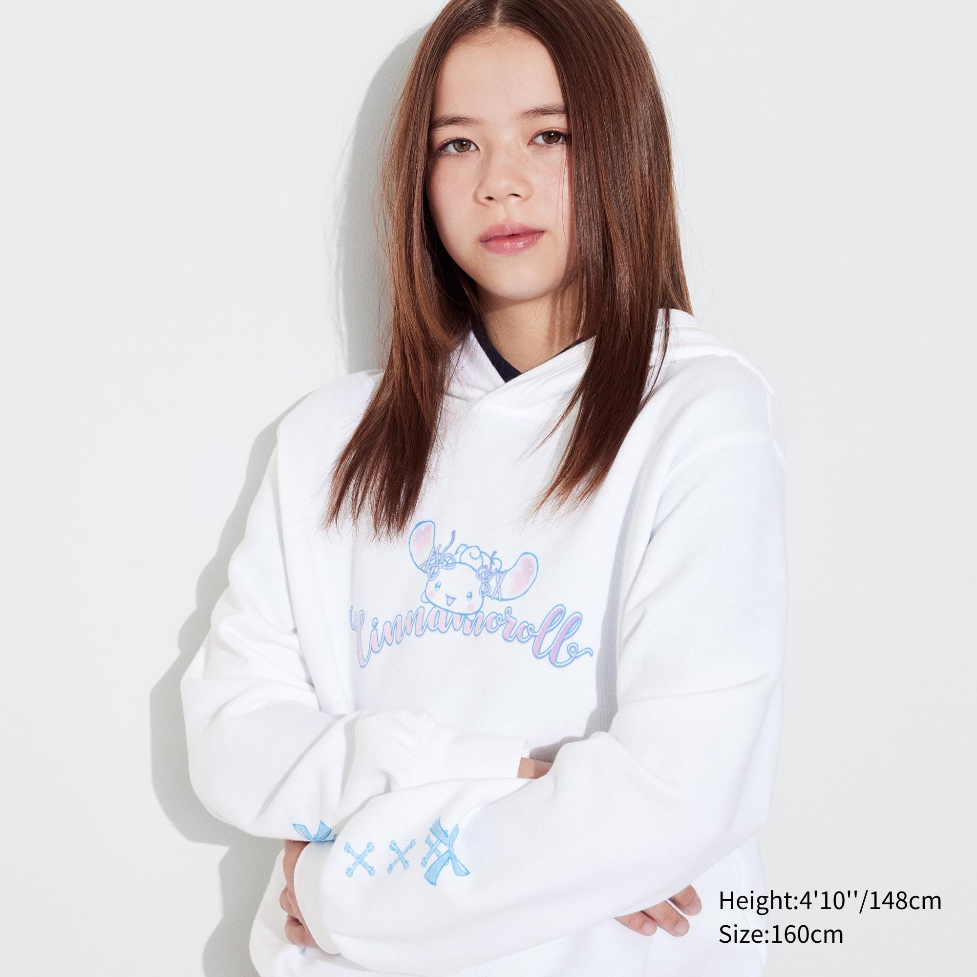 

Укороченная толстовка с длинными рукавами для девочек Sanrio персонажи Sweat UNIQLO, белый