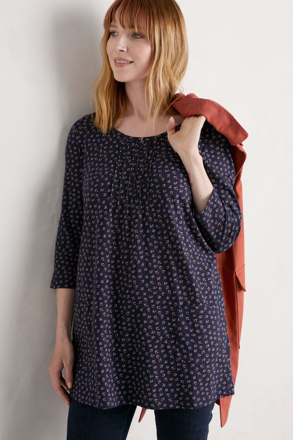 

Комбинезон Busy Lizzy 3 с рукавами 10/4 из неровного трикотажа Seasalt Cornwall, синий
