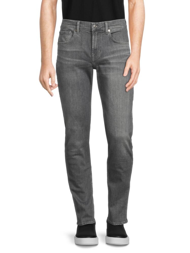 

Узкие зауженные джинсы со средней посадкой 7 For All Mankind, цвет Pristine Grey