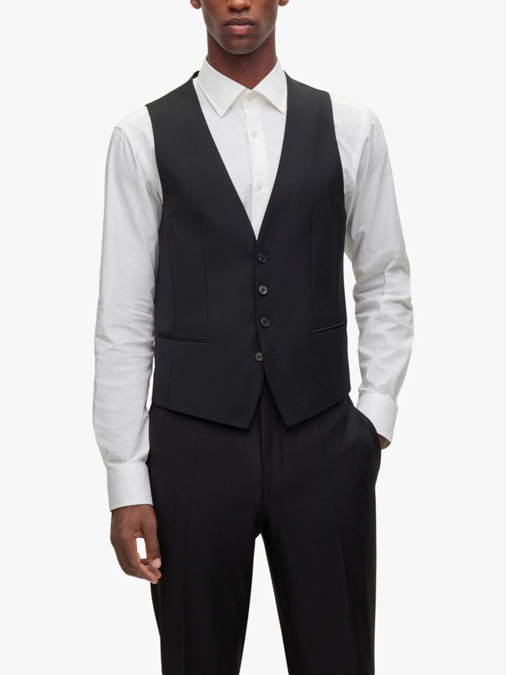 

Огромный жилет из смесовой шерсти HUGO BOSS, черный
