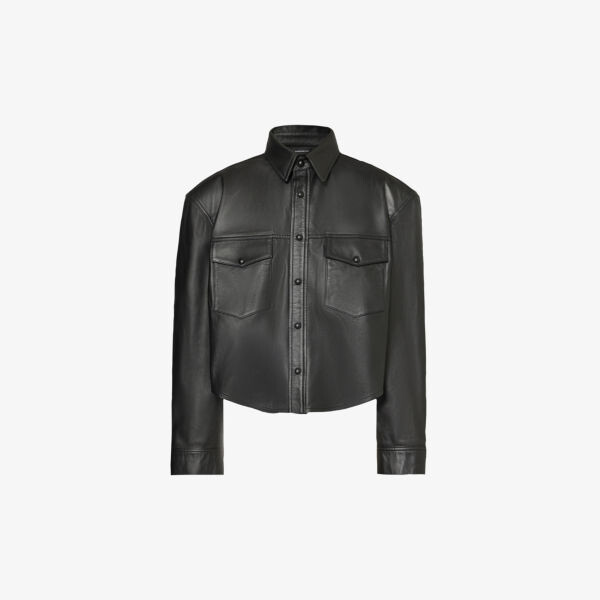 

Укороченная кожаная рубашка Wardrobe.Nyc, черный