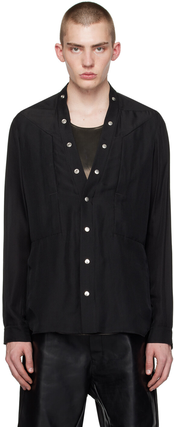 

Черная рубашка с туманным карманом Larry Rick Owens, цвет Black