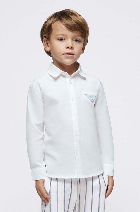 Mayoral Детская рубашка из смесового льна, белый