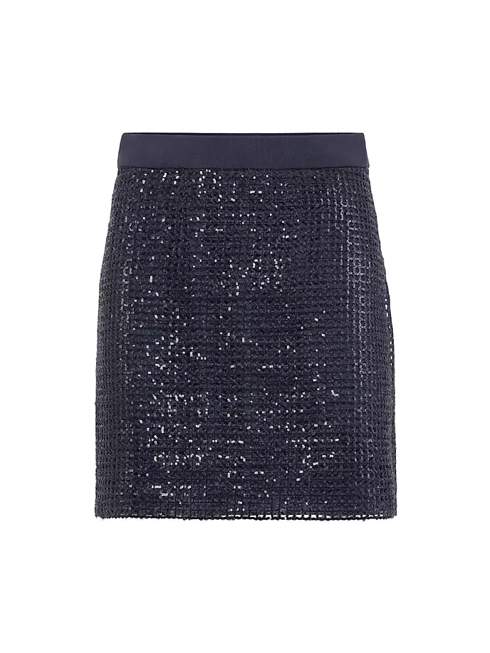 

Мини-юбка Dazzling Net с вышивкой из мохера и шерсти Brunello Cucinelli, синий