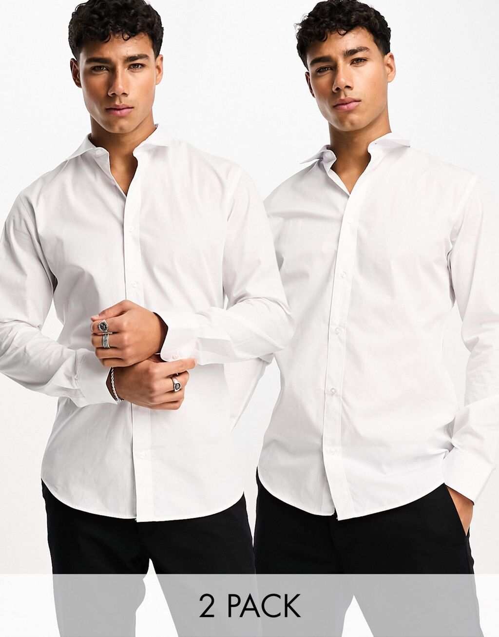 

Бело-белая рубашка узкого кроя Jack & Jones (2 шт.)
