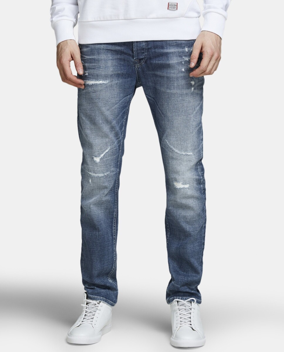 

Мужские узкие прямые синие джинсы Tim Jack & Jones, синий