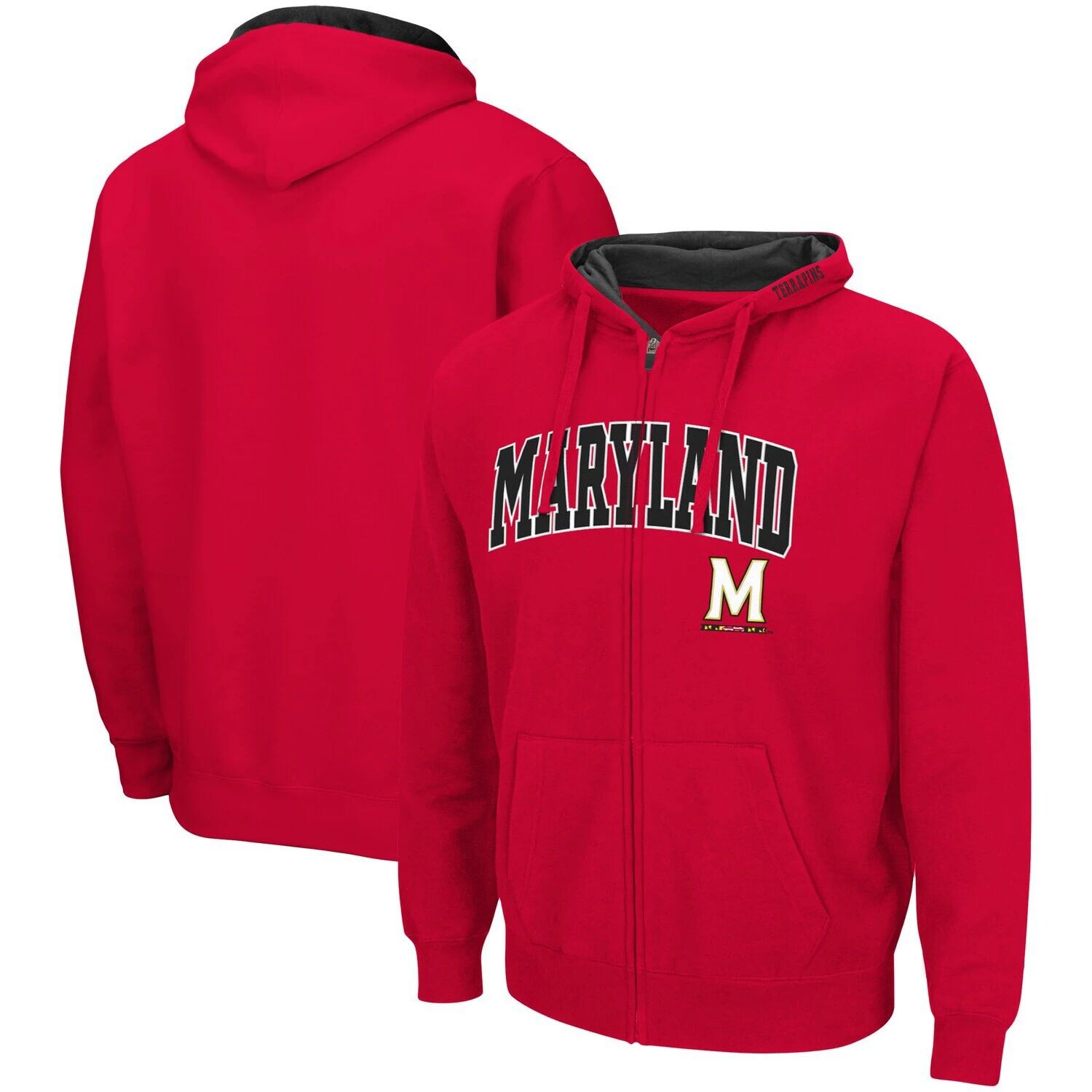 

Мужская красная толстовка с молнией во всю длину Maryland Terrapins Arch & Logo 3.0 Colosseum, Красный