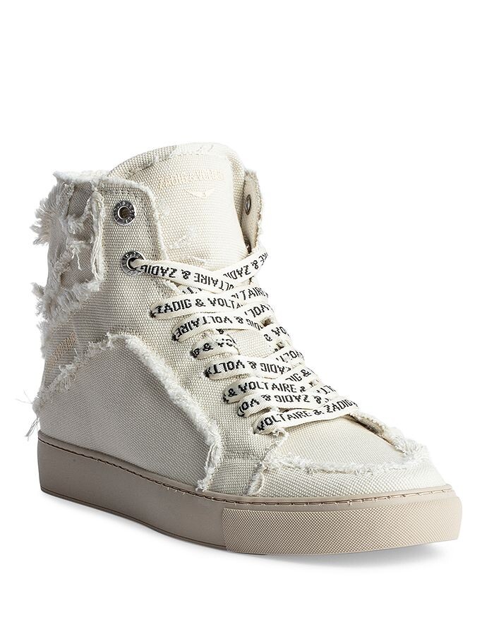 

Женские высокие кеды из потертой парусины High Flash Zadig & Voltaire