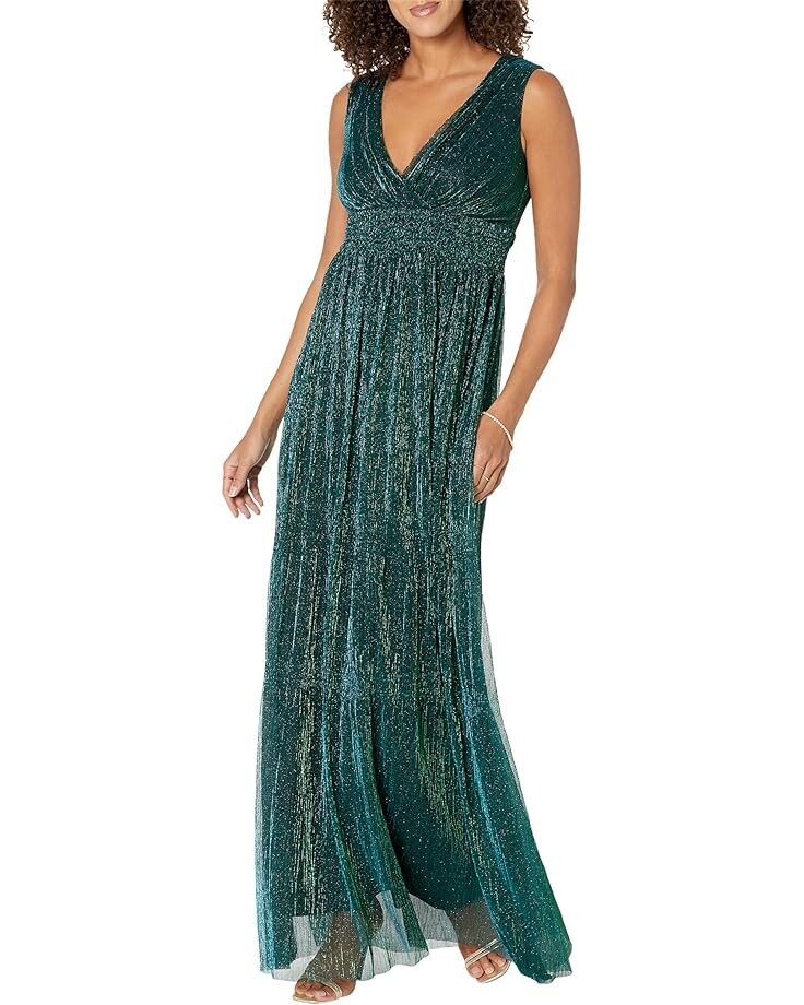 

Платье Betsy & Adam Long Crinkle V-Neck, цвет Jade