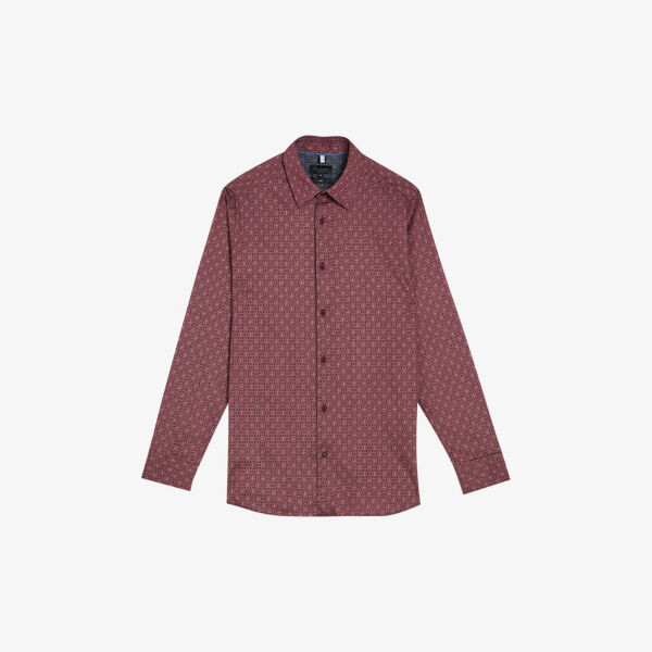 

Рубашка прямого кроя Pavia из эластичного хлопка с принтом звезд Ted Baker, бордовый