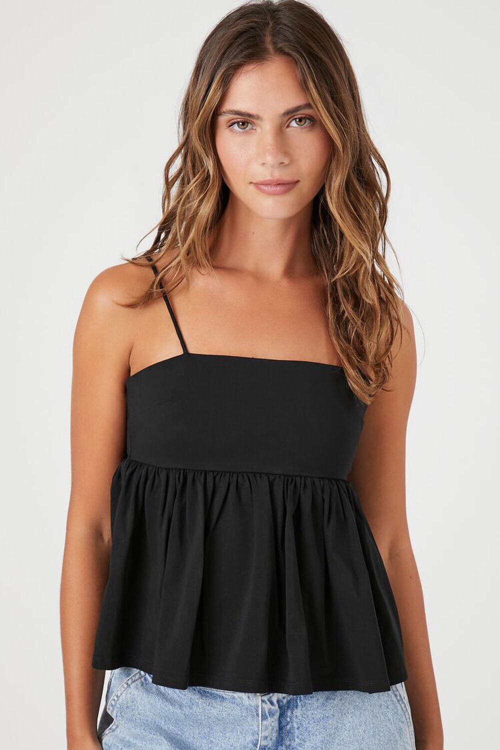 

Майка Babydoll с воланами Forever 21, черный