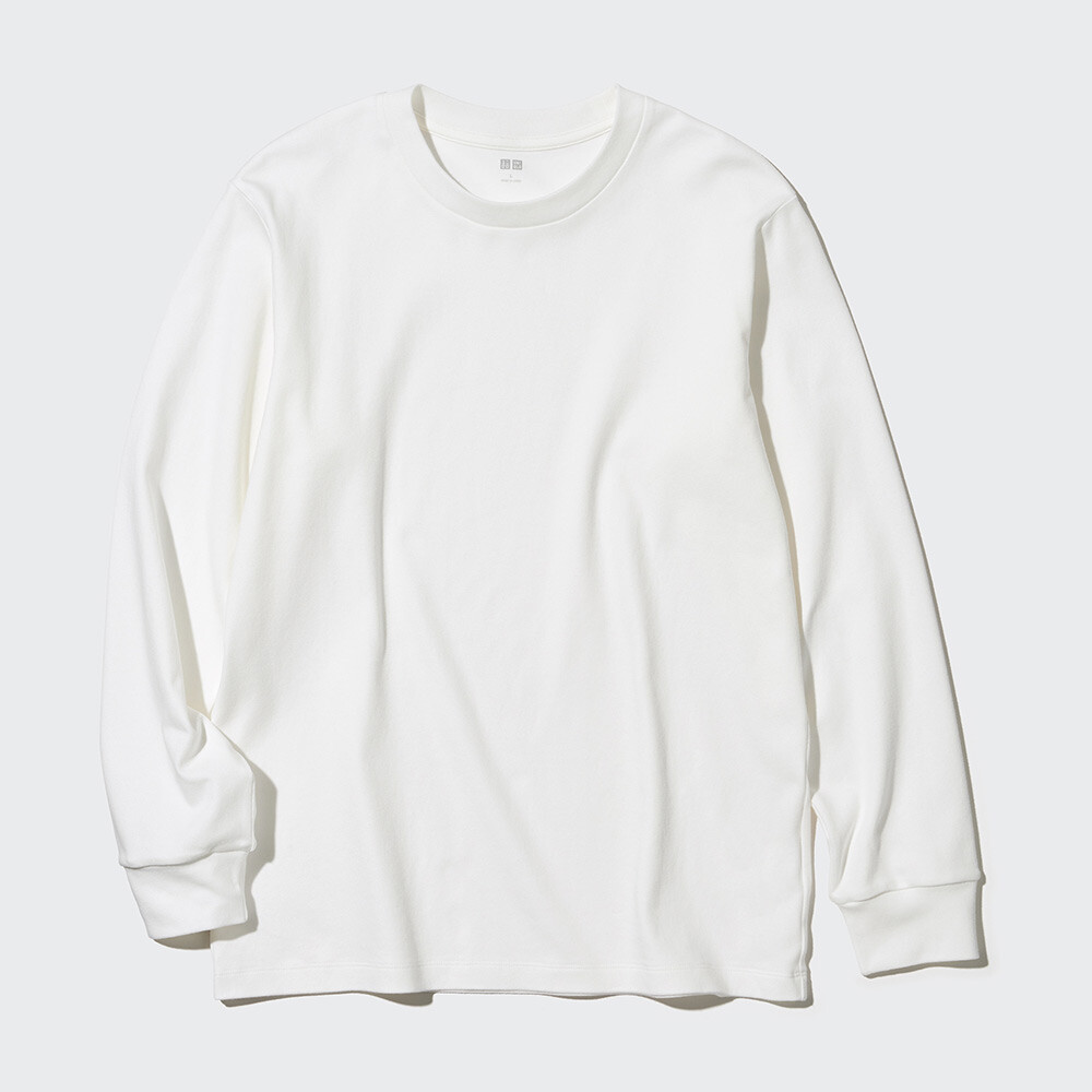 

Предпродажа, мужская и женская мягкая футболка с круглым вырезом Uniqlo, хлопковая нижняя рубашка с длинными рукавами