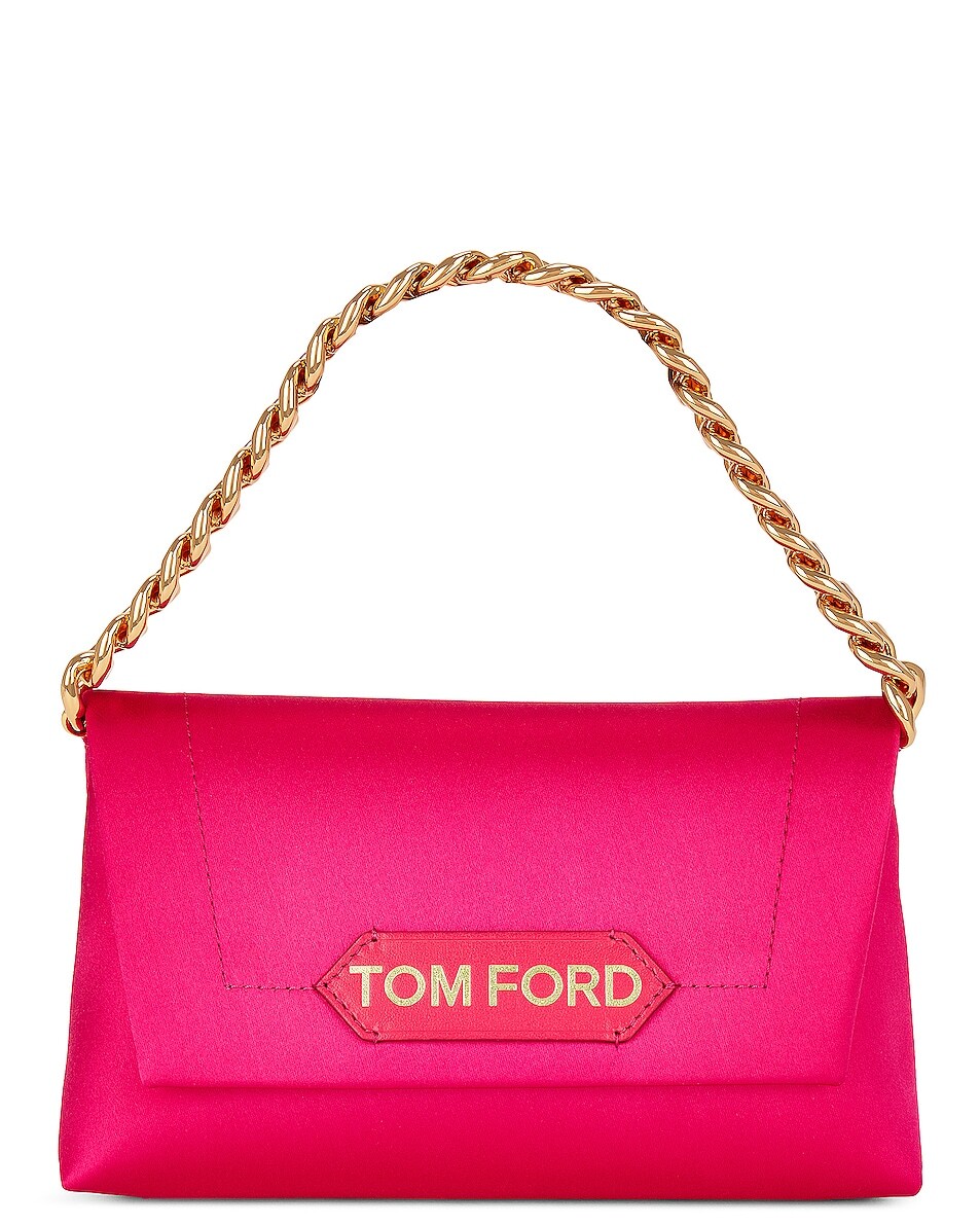 

Сумка-клатч Tom Ford Satin Label Mini Chain, цвет Vibrant Pink