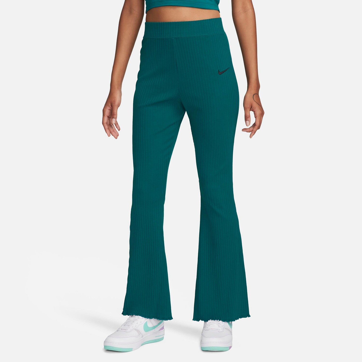 

Женские широкие брюки из джерси в рубчик с высокой талией Nike Sportswear, зеленый