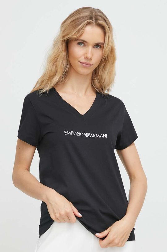 Хлопковая футболка для отдыха Emporio Armani Underwear, черный