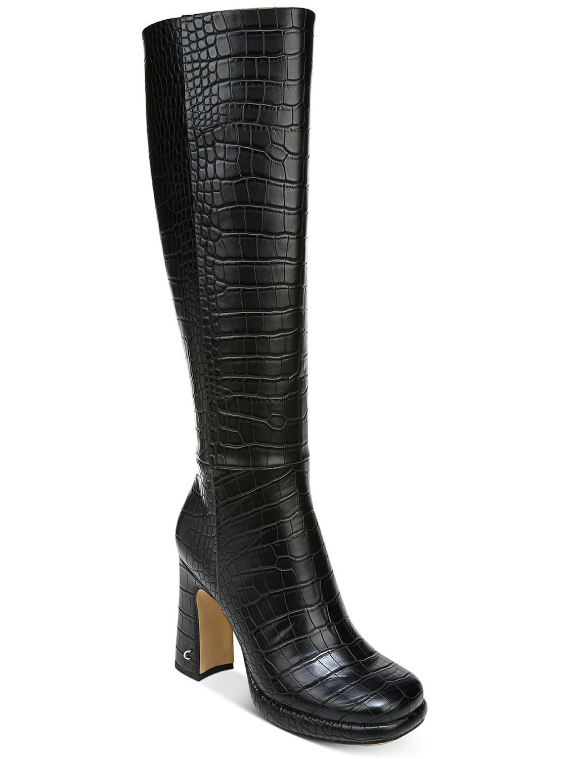 

Женские кожаные высокие сапоги до колена Freda Sam Edelman, цвет Black Croc Print