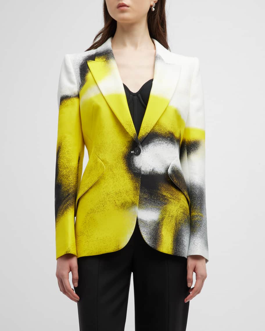 

Однобортный блейзер с аэрозольной краской Mushroom Alexander McQueen