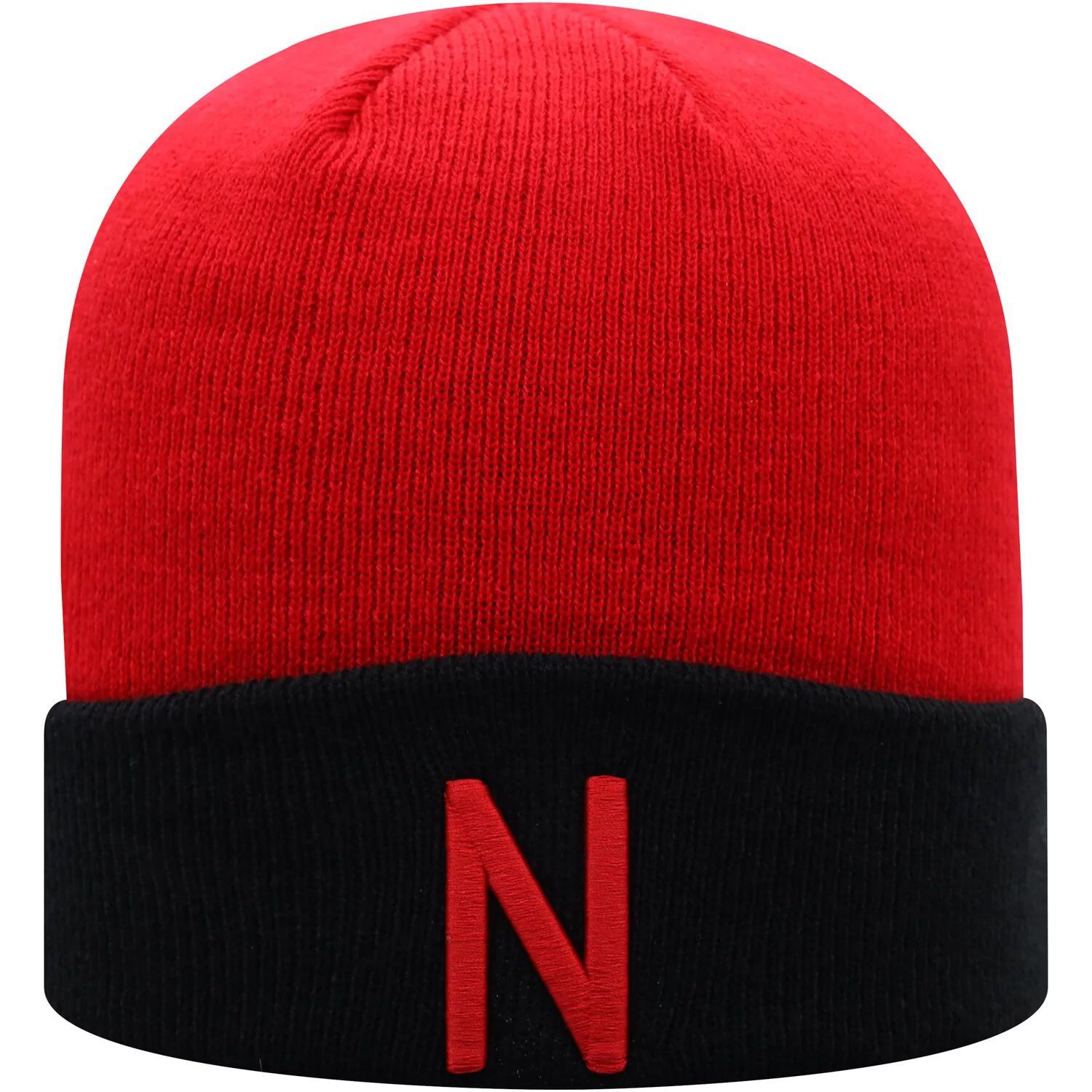 Мужская двухцветная вязаная шапка Top of the World Scarlet/Black Nebraska Huskers Core с манжетами