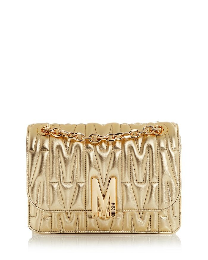 

Стеганая кожаная сумка через плечо с монограммой Moschino