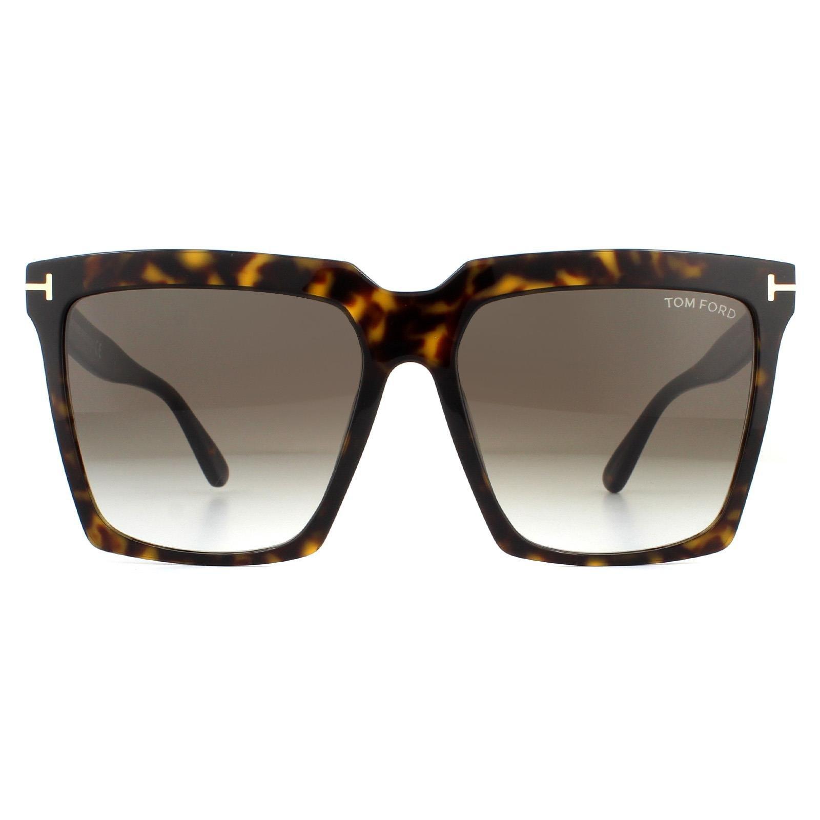 Квадратные темно-коричневые солнцезащитные очки Havana Roviex с градиентом Tom Ford, коричневый