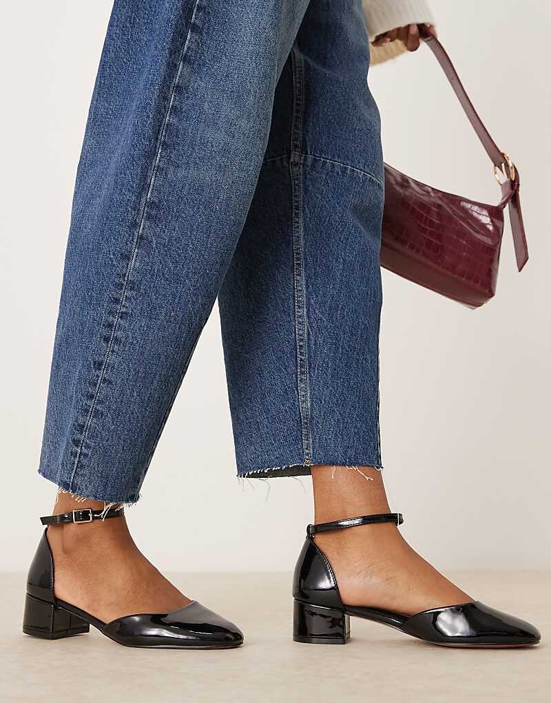 

Черные лакированные туфли на среднем каблуке ASOS DESIGN Syrup